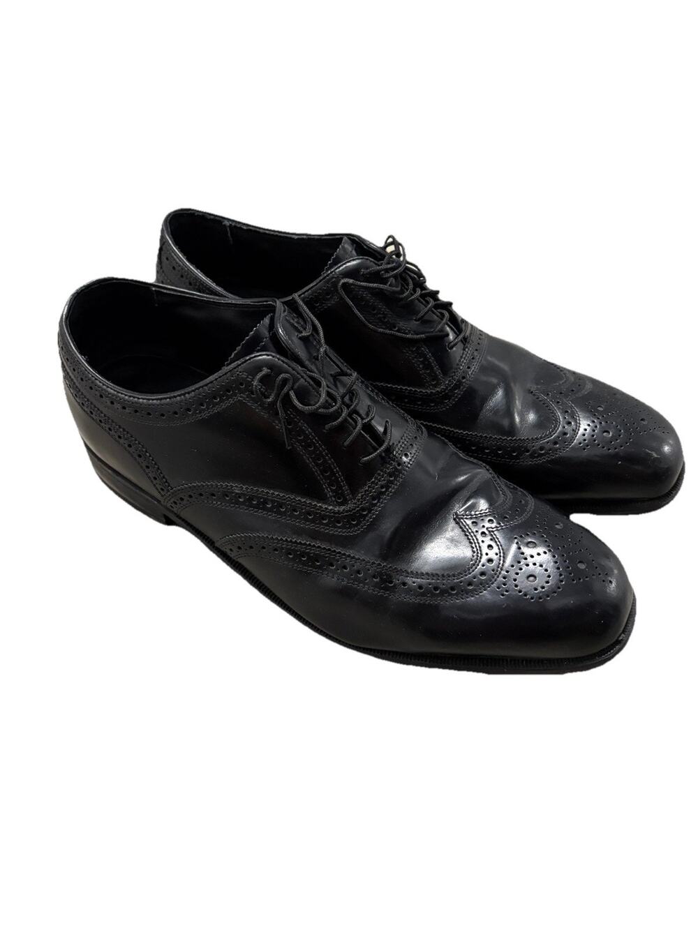 Florsheim Men’s 14D Black Leather Wingtip Oxford Dress Shoes Vintage